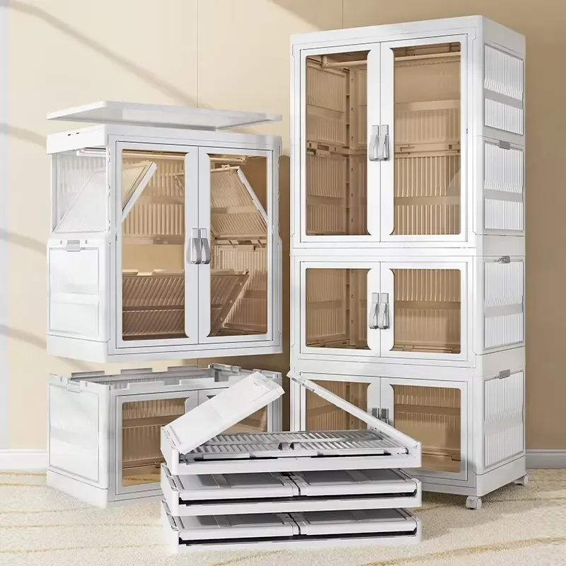 Large Capacity Folding Plastic Storage Box For Kids Clothes Quilt Simple Light Luxury Design Free Installation Home Organizer
