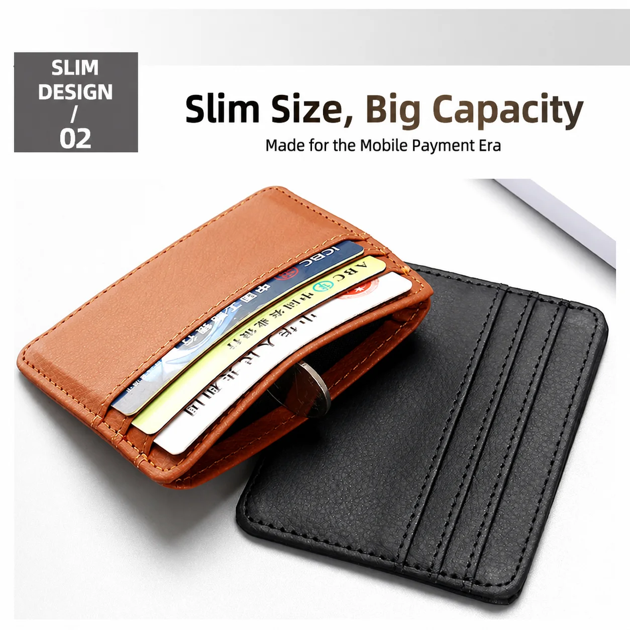 Solid Color Card Holder Solid 4 Slot Card Holder Portable Card Case  For Daily Outings Shopping Daily Commuting