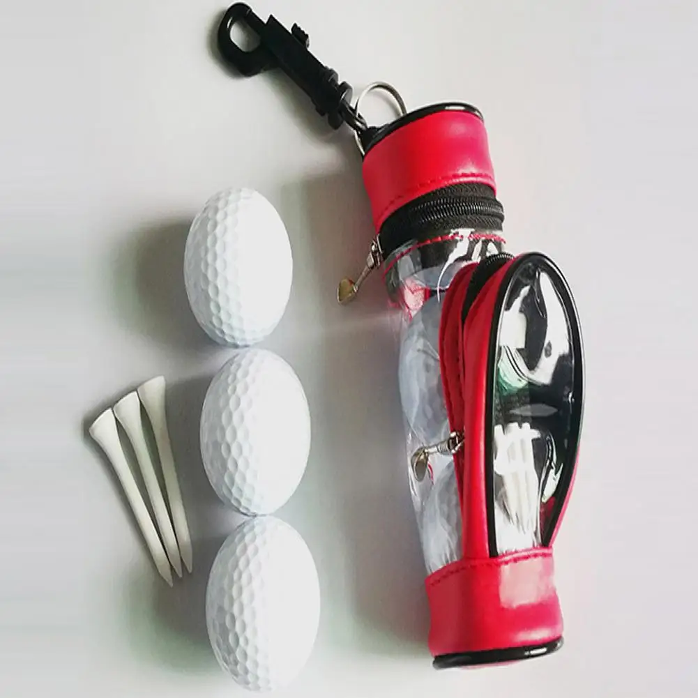 Falso couro Golf Ball Storage Pouch, Dustproof, Zipper Closure, Pacote de cintura com giro, Belt Clip, Sports Supplies