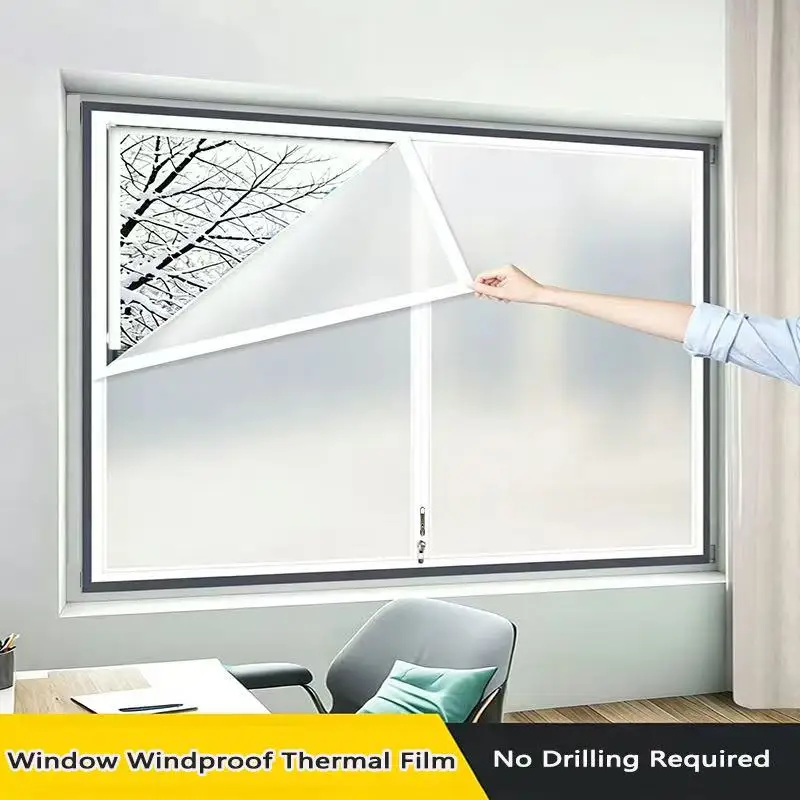 Winter Windproof Bubble Film Window Thermal Curtain, No‑Drilling, Self‑Adhesive, Easy to Install, for Home Bedroom Living Room