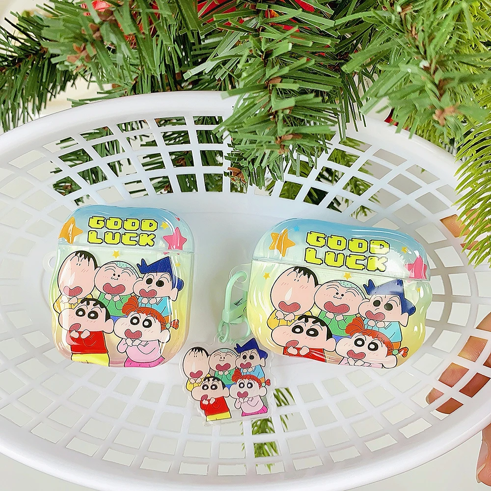 漫画クレヨンしんちゃん IMD ペンダント型イヤホンカバー、Airpods 4 3 2 1、Airpods Pro 2 4イヤホンに適しています、チャーム付きで可愛い