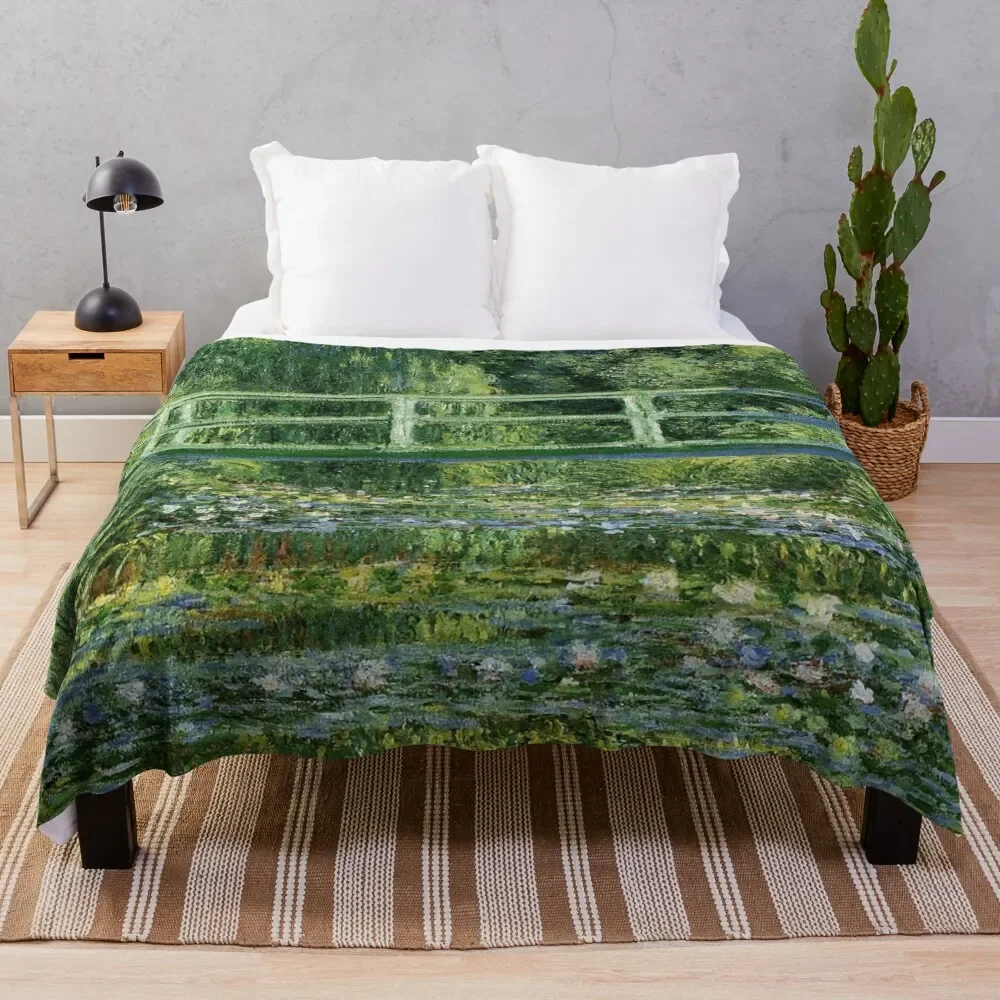 Abstract Bridge And Water Lilies Throw Blanket Decorative Sofas Decorative Beds manga Blankets