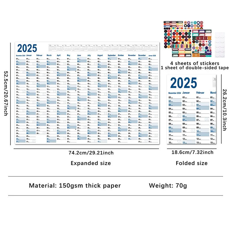 365日スケジュール　2025年カレンダー　年間プランナー　壁掛けメモパッド　To Doリスト　アジェンダオーガナイザー　チェックリスト　家庭＆オフィス