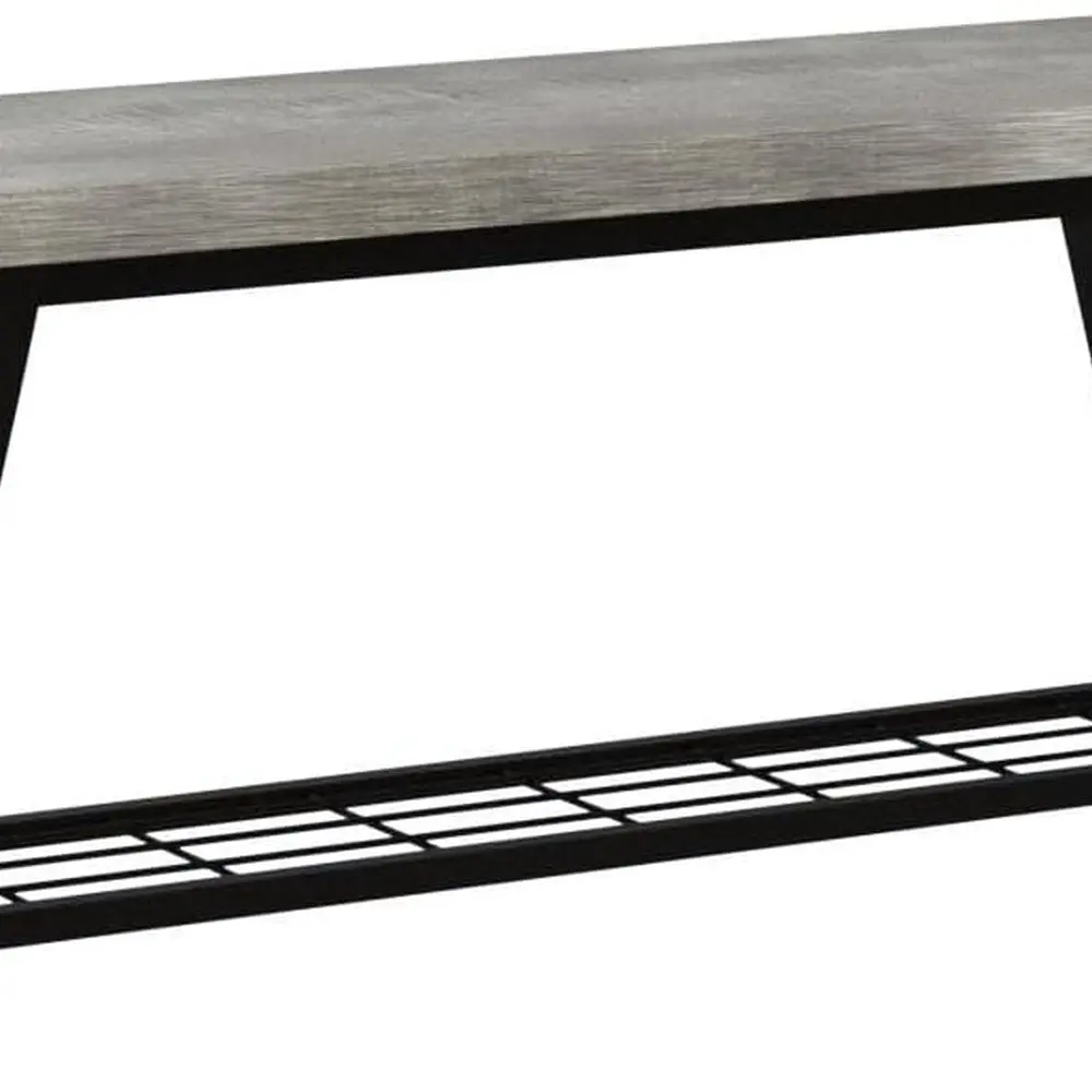 Industrial Rustic Wooden & Metal Storage Bench for Entryway, Shoe Rack, and Hallway Seating in Farmhouse Style