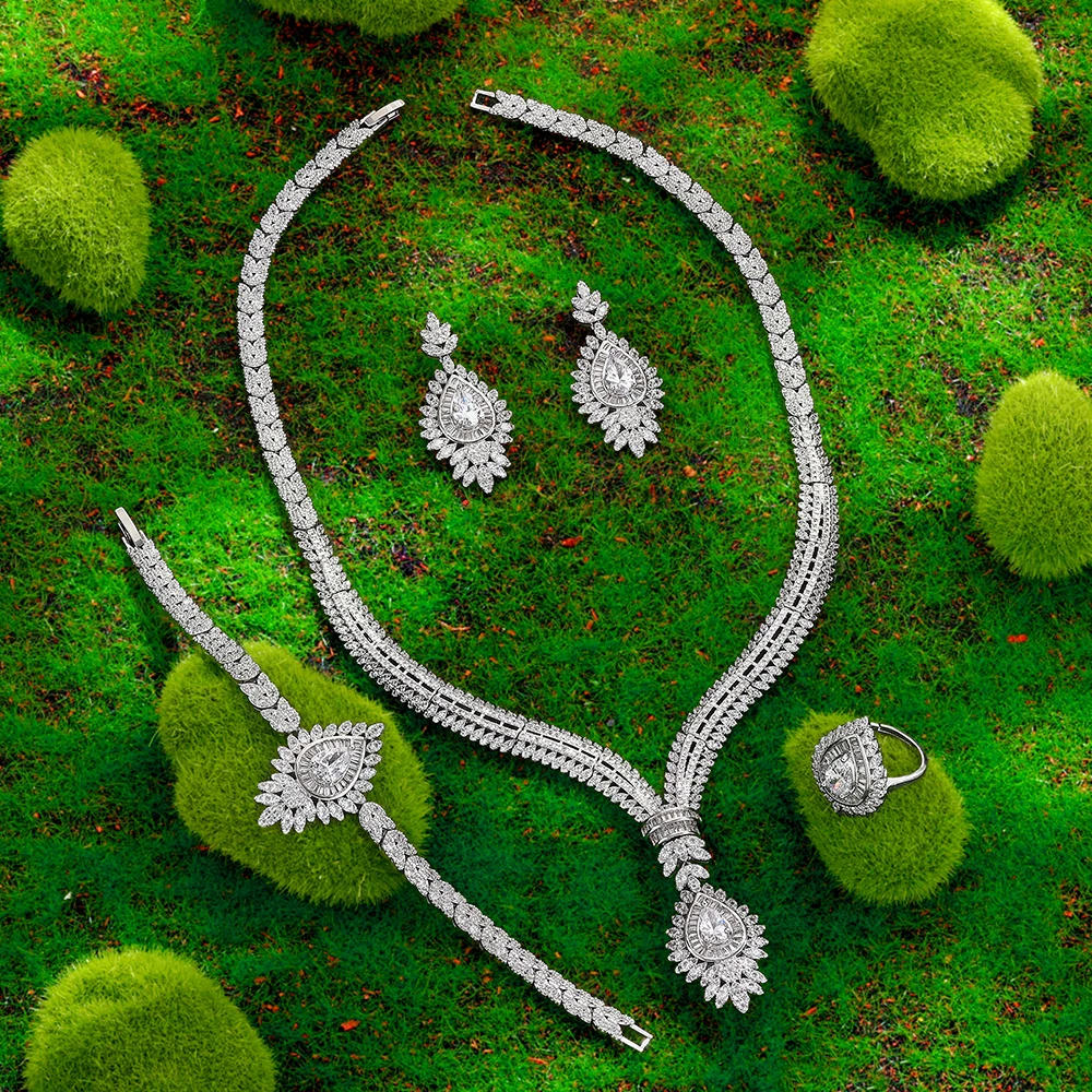 

2024 Best Selling 4-Piece Bridal Wedding Jewelry Set Dubai Nigeria Jewelry Set Women's Wedding Party Accessories Design