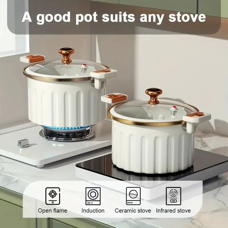 

New Micro Pressure Pot Large Capacity Roman Pot Non stick Pot Multi functional Double ear Soup Pot Induction Cooker Universal