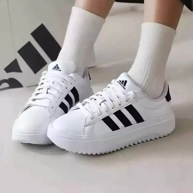 2026 Women Grand Platform Slip-On Sneakers Adidas Official New Low-Top White Sports Footwear IE1092