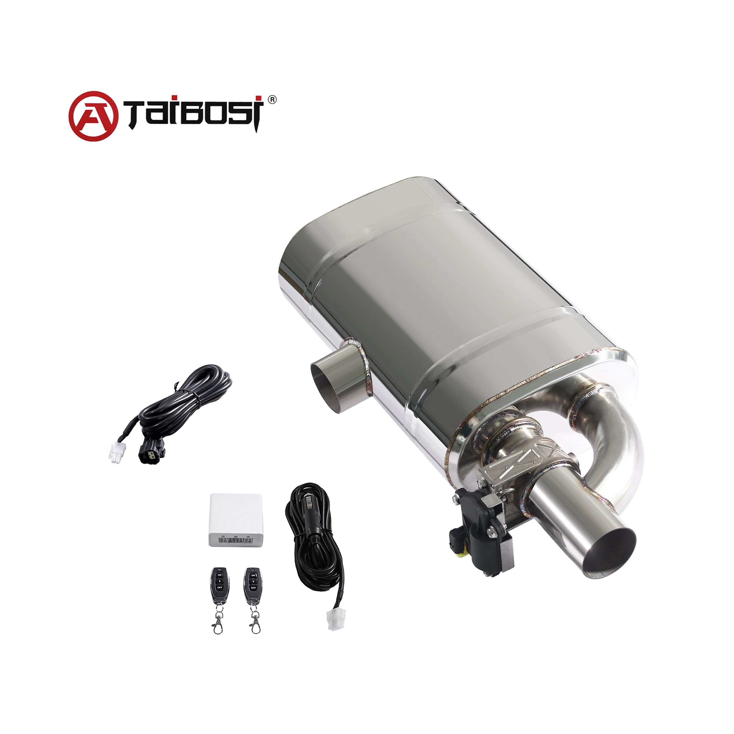 

Taibosi Universal 51 60 63 70 76 MM T Shape Exhaust Muffler 1 Inlet 1 Outlet Electronic Electric Valve Wireless Remote Control