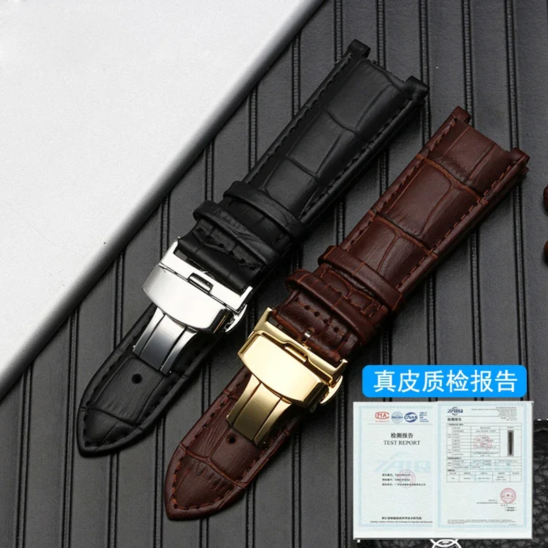 Genuine Leather Watchband For Versace Gucci GC Wristband 22*13mm 20*11mm Notched Strap Withstainless Steel Butterfly Buckle