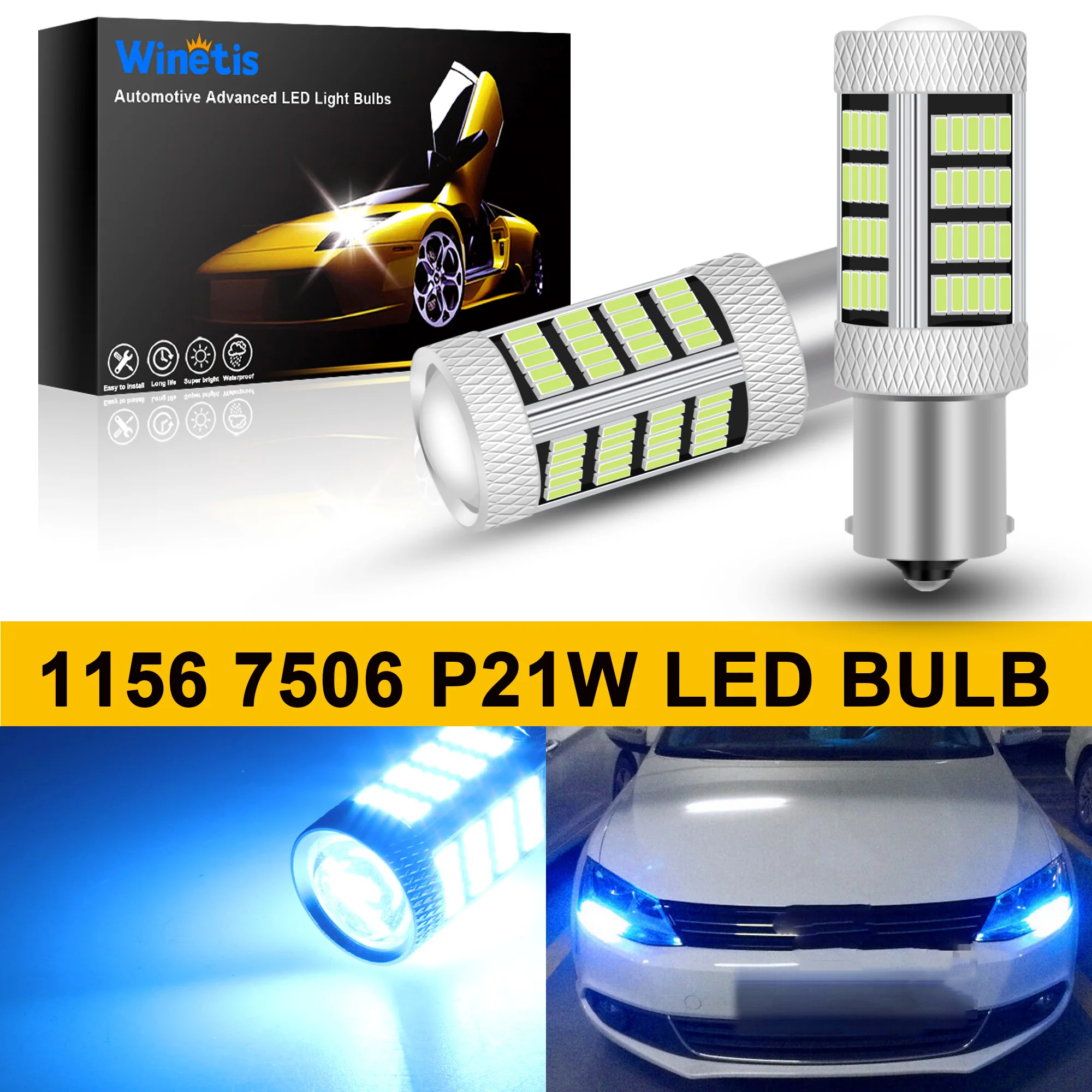 

Winetis 2X 1156 LED Bulbs Daytime Running Lights 2800 Lumens Extremely Bright BA15S 1141 1003 7506 LED for DRL 8000K Ice Blue