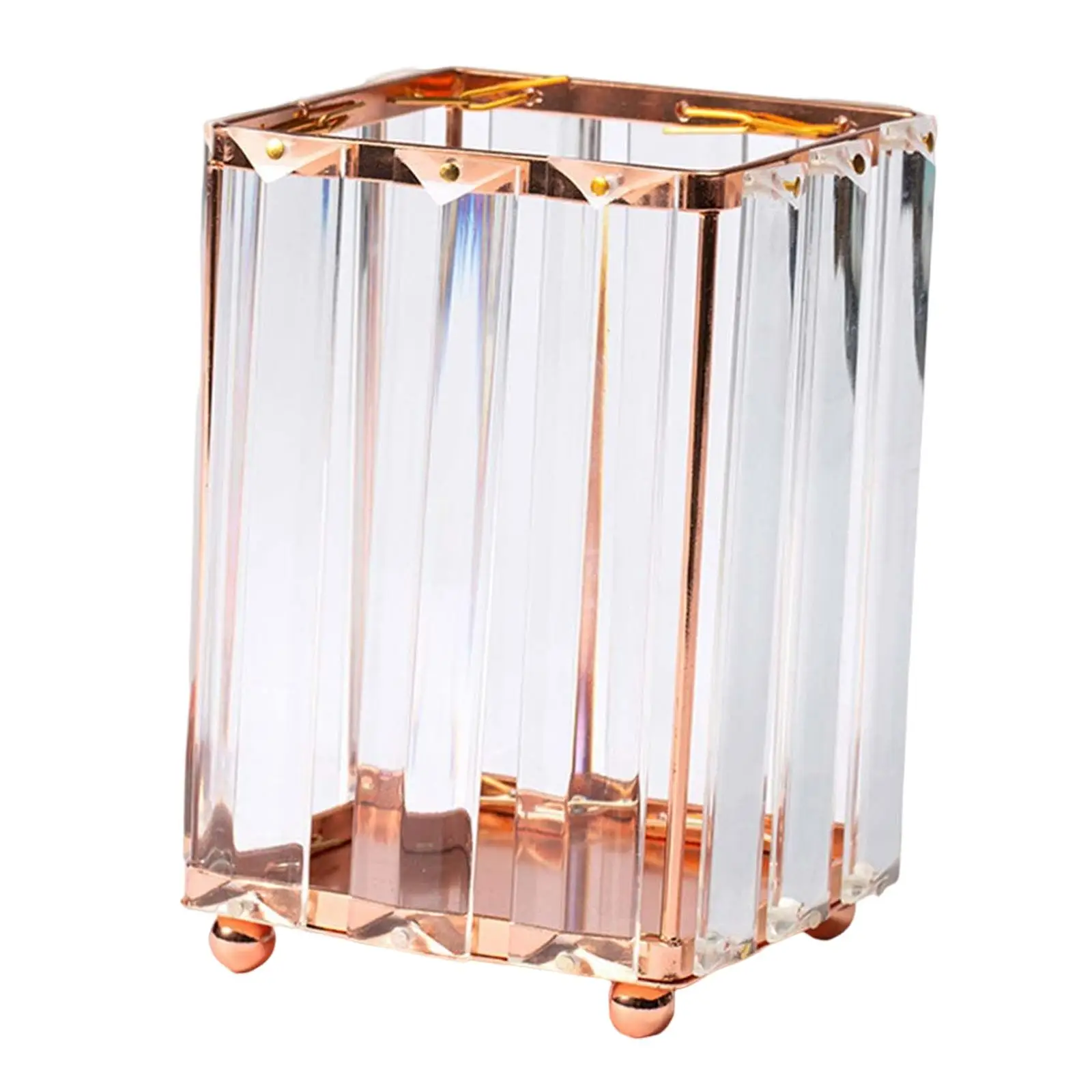 Crystal Makeup Nail Art Brush Cylinder Decoration Large Opening Desktop Storage Bucket for Pencil Pen Jewelry Holder Bedroom