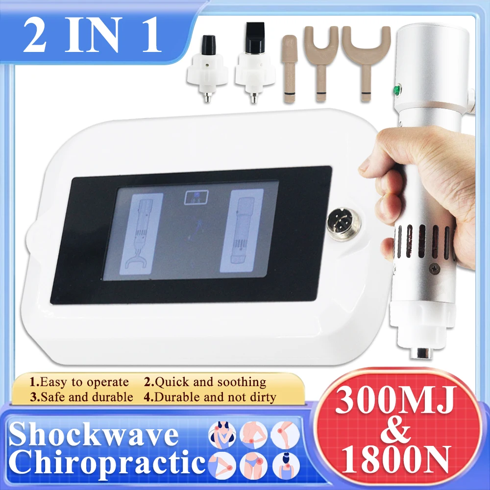 

300MJ Shockwave Therapy Machine For ED Treatment Relief Shoulder And Neck Pain Chiropractic Correction Gun 2025 2 In 1 Massager