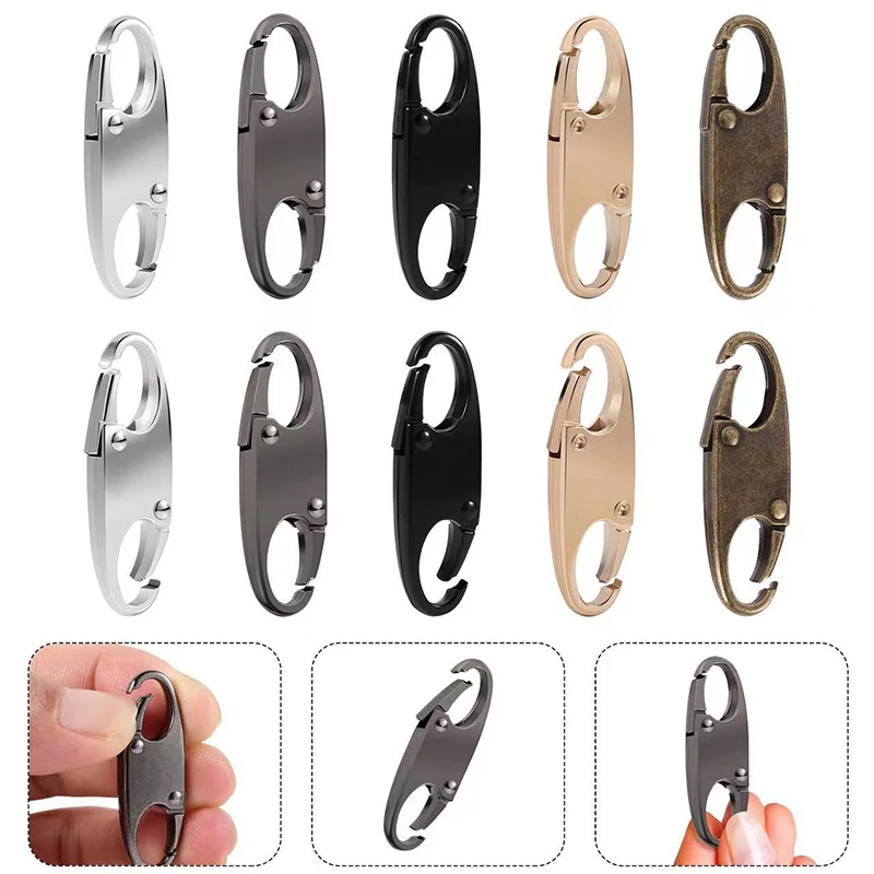 2Pcs Detachable Zipper Head Keychain Adjustable Pull Clasp Climbing Metal Buckle Luggage Bag Zipper Slider Spring Buckle