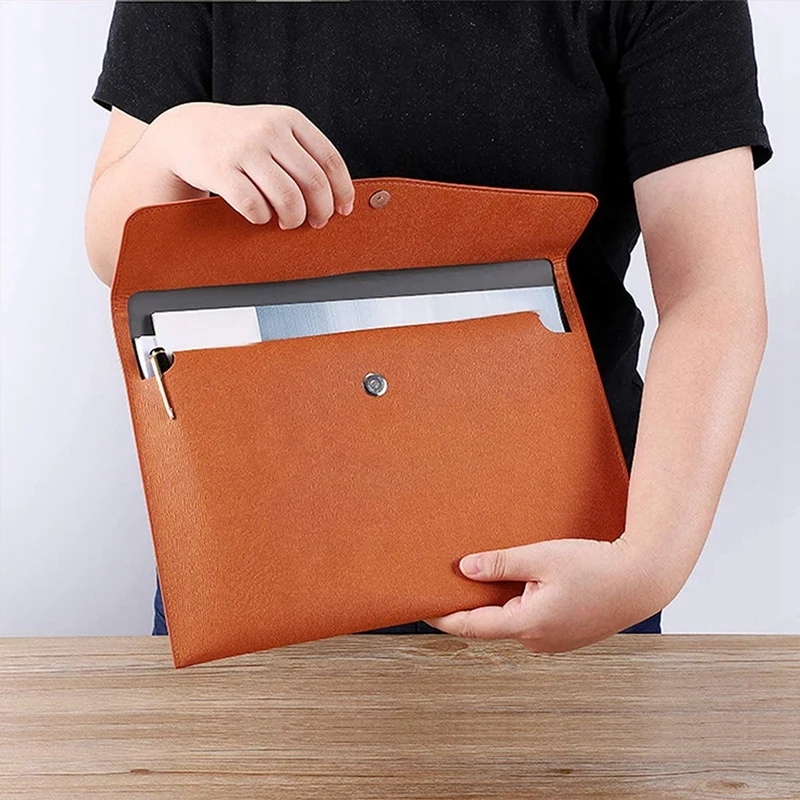 Kulit PU A4 Folder berkas dokumen pemegang tahan air portofolio Folder amplop kasus dengan Snap penutupan