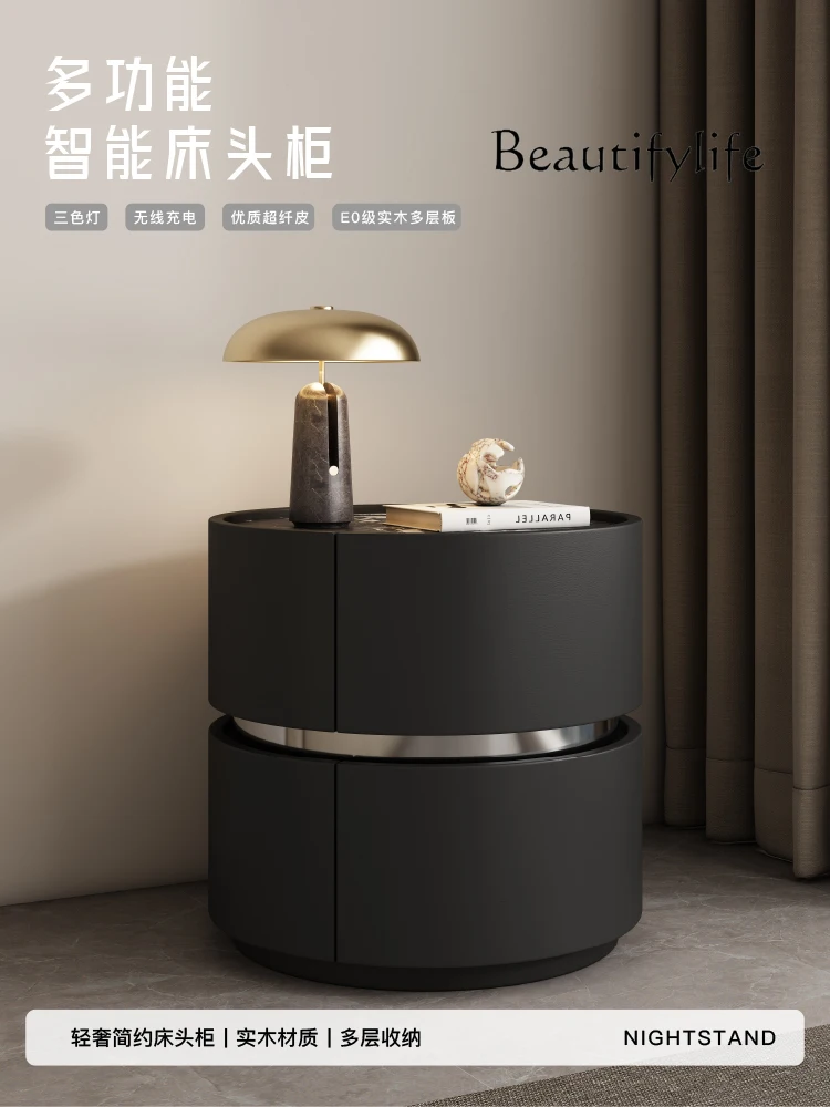Home bedroom light luxury high sense of design modern simple smart bedside table rack fashion