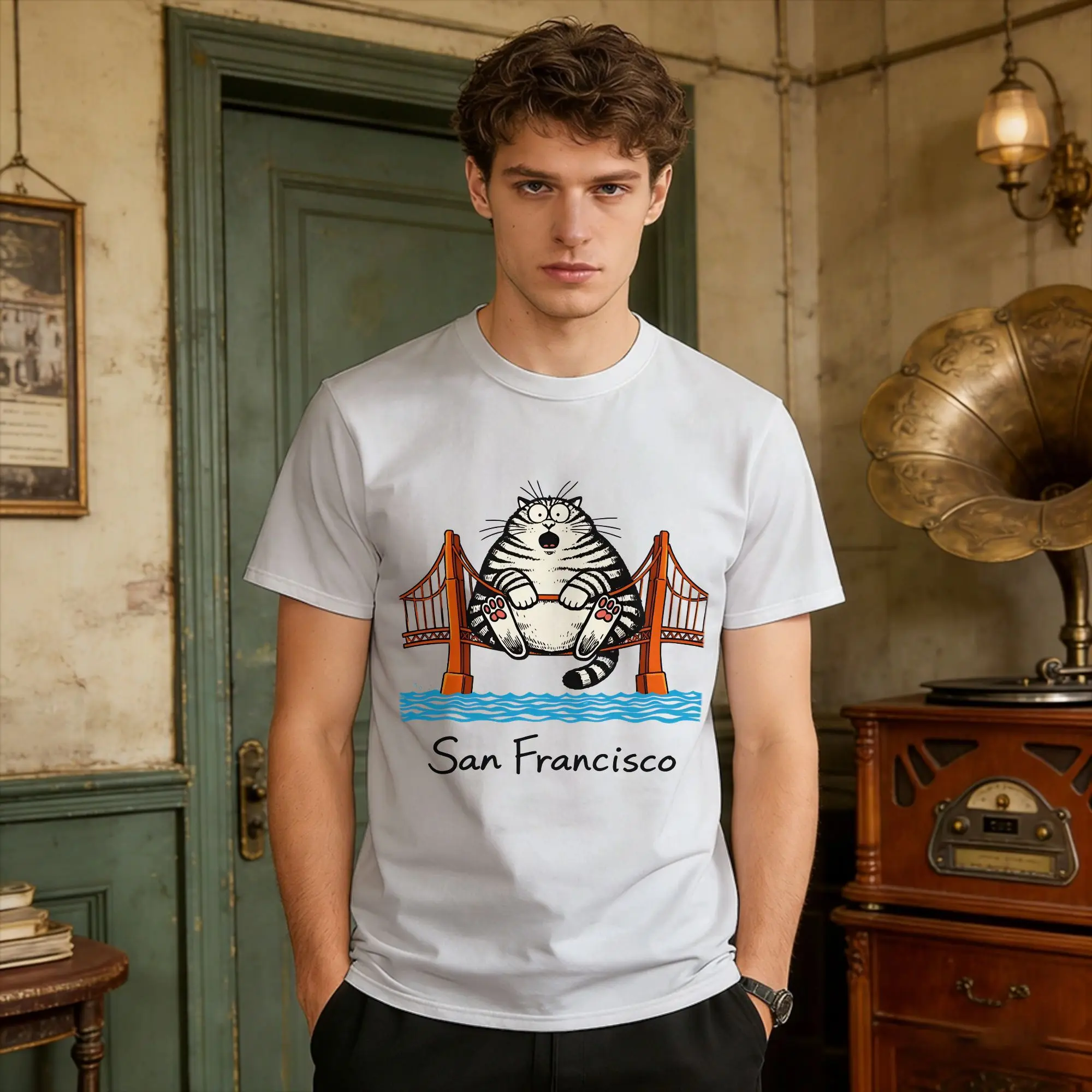 San Francisco Cat T-Shirt Project Hail Mary Trending T Shirts Short Sleeve Vintage Tops Summer Pure Cotton 4XL 5XL 6XL Tees