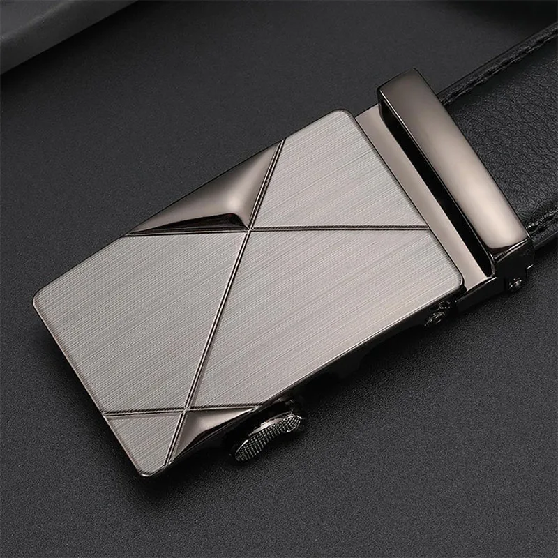 Cintura da uomo premium con fibbia automatica Cintura da lavoro casual - Cintura in pelle slim fit per pantaloni jeans, cintura elegante regolabile