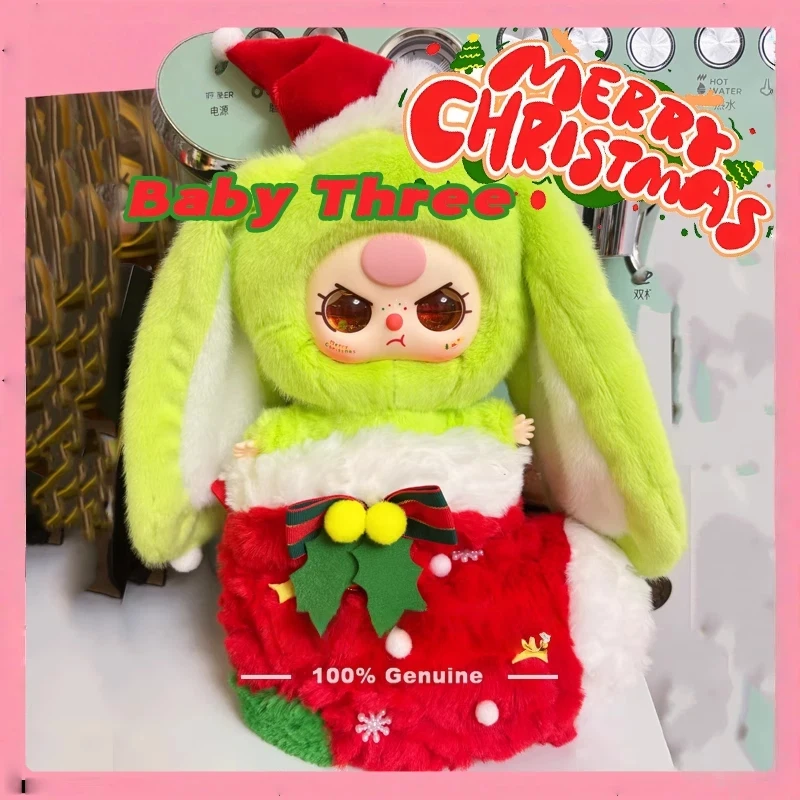 

Baby three Xmas Special Vinyl Plush Keychain with Hanger Card Design Festive Ornament Collectible Gift for Girls