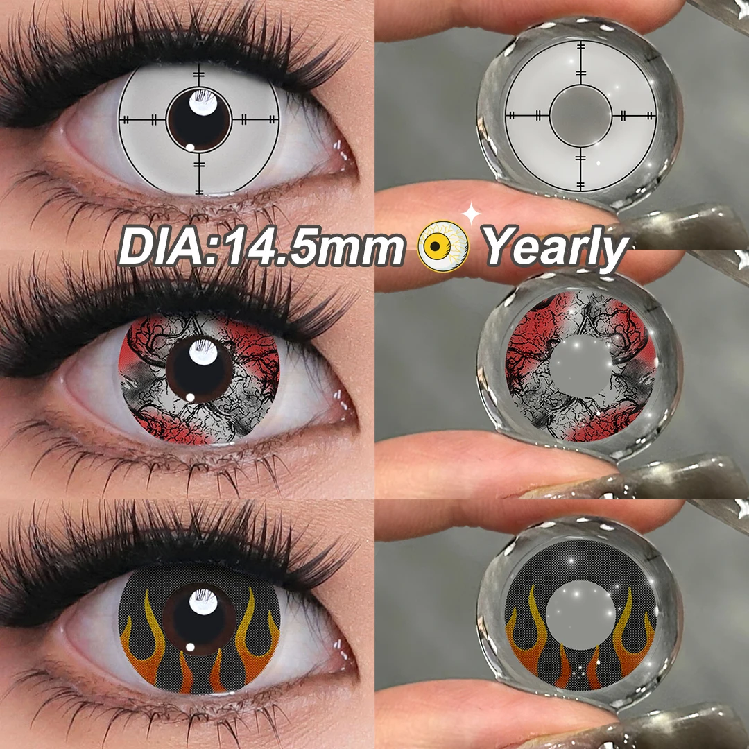 MAGITSTER Colorful Cosplay Contact Lenses Eye Lenses Multicolored Lenses Halloween Lenses White Black Red Lenses Yearly 1 Pairs