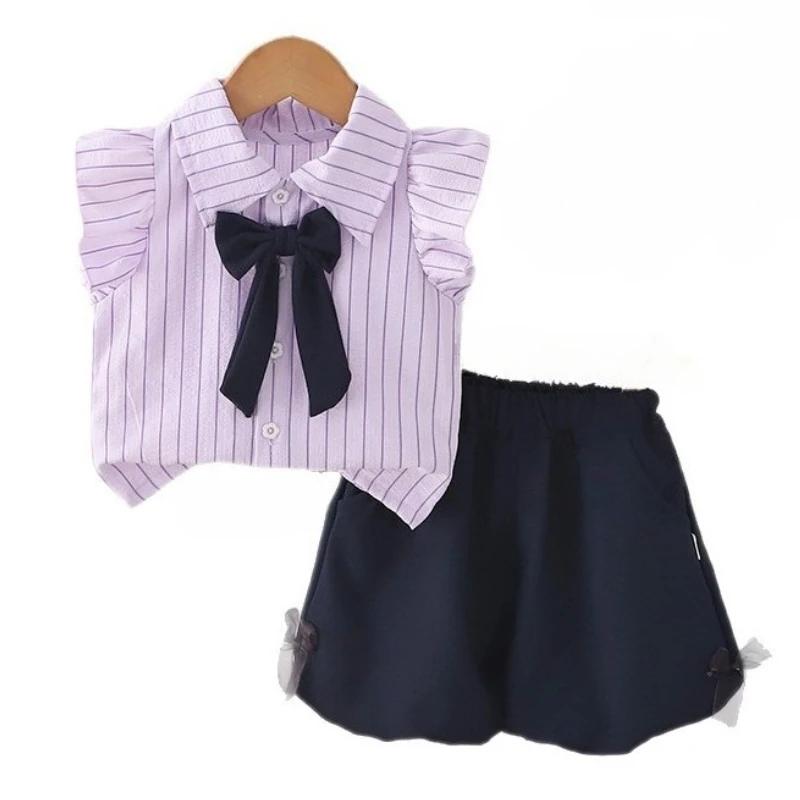 

New Summer Baby Clothes Girls Suit Children Vest Shorts 2Pcs/Set Infant Clothing Toddler Fashion Striped Costume Kids Tracksuits