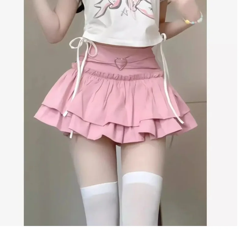 

Faldas Mujer, короткие юбки с милым цветочным бутоном, розовая, черная туника, шикарная универсальная простая субкультурная уличная юбка Y2k