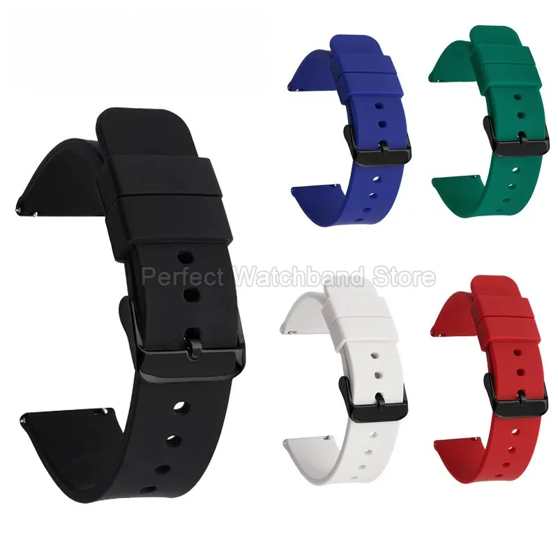 Soft Silicone Watch Strap 18 20 22mm for Tudor Longines Mido Tissot Hamilton Seiko Universal Straight Interface Watch Bracelet