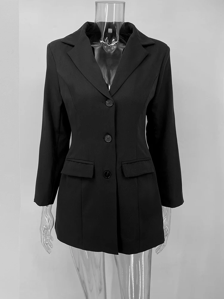 TARUXY Elegant High Waist V-neck Suit Dress For Women Black Long Sleeve Mini Dress Fashion Club Party Women\'s Bodycon Dresses