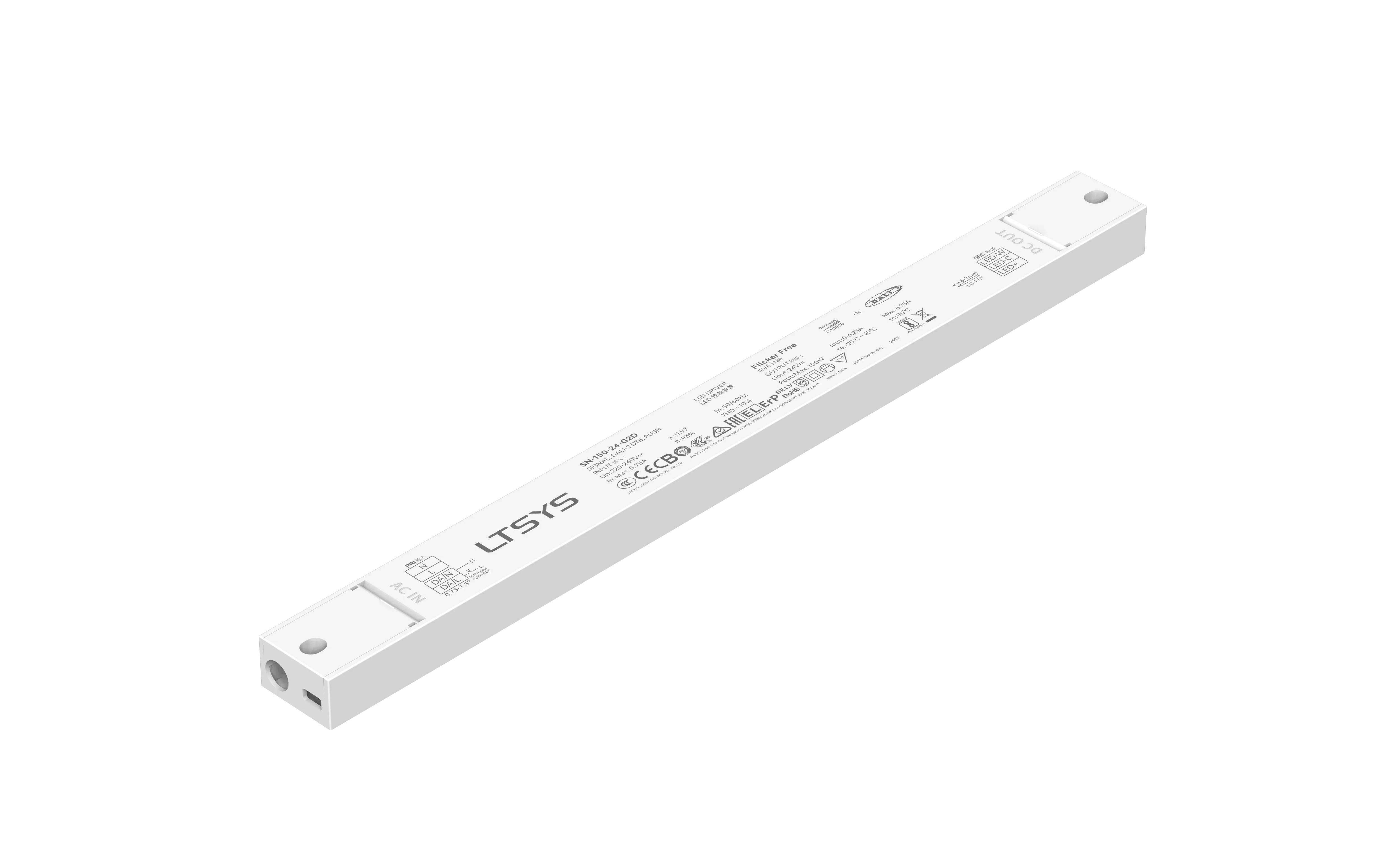 LTECH 150W LED Driver DALI CCT 220-240V AC Smooth Tuning for Hotel Space Lighting SN-150-24-G2D