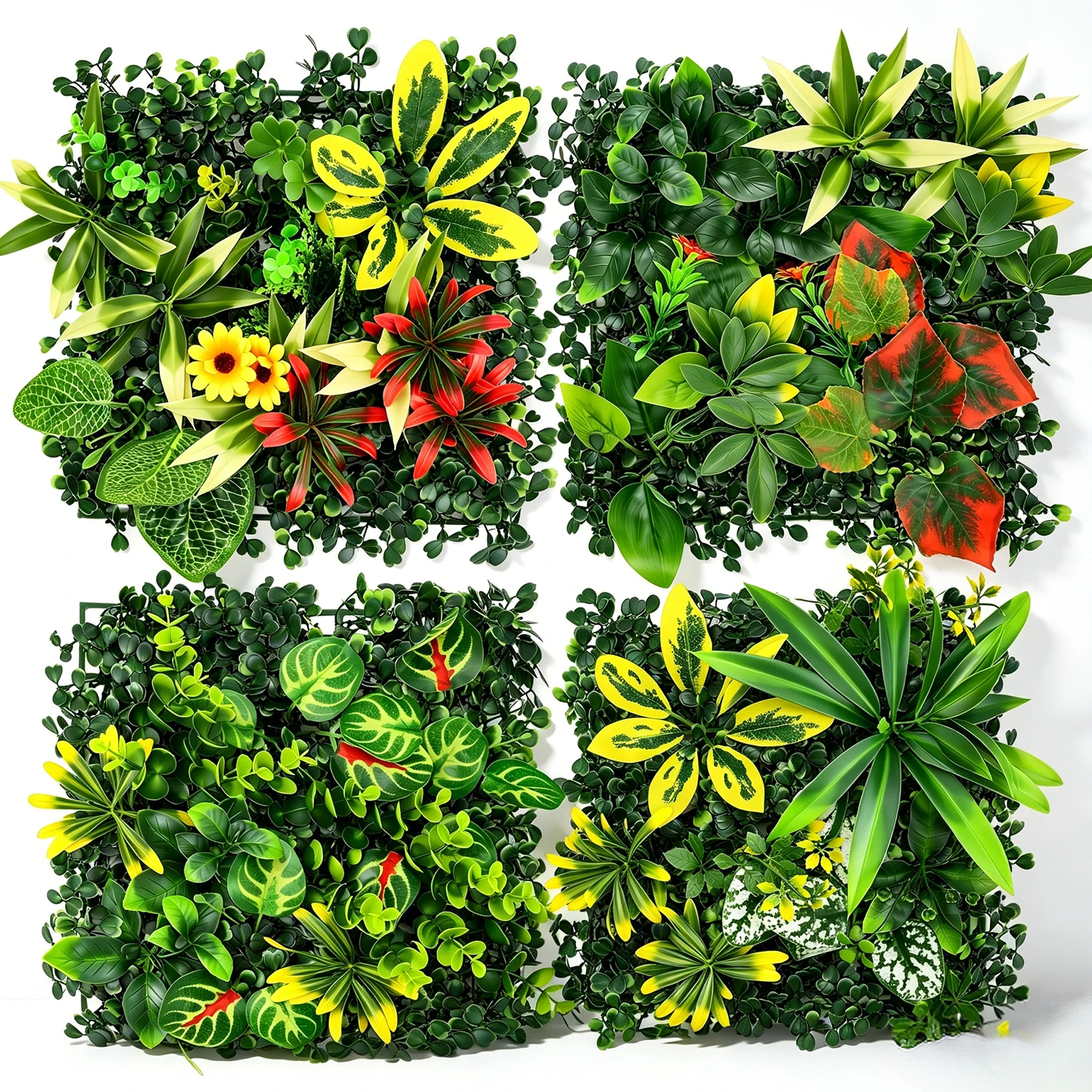 4-teiliges Set Künstliche Pflanzenwand 25 X 25 Cm Outdoor-Pflanzenwand Künstliche Pflanzendekoration Für Wände, Balkone Und Gärten