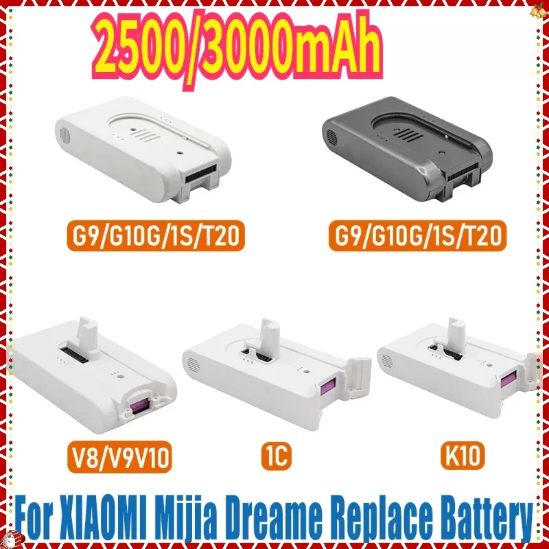 

For Xiaomi Mijia Dreame Replacement Battery 3000mAh Vacuum Cleaner PartsFull Series G9 G10 1S T20 V8 V9 V10 K10 1C Battery 7S1P