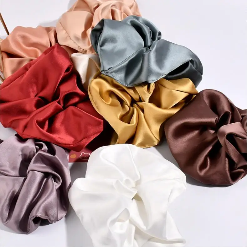 5pcs/lot Vintage Silk Scrunchie Hair tipes multicolor Satin Hairs Bands Women Girls Elegant Ponytail Tie Accessories