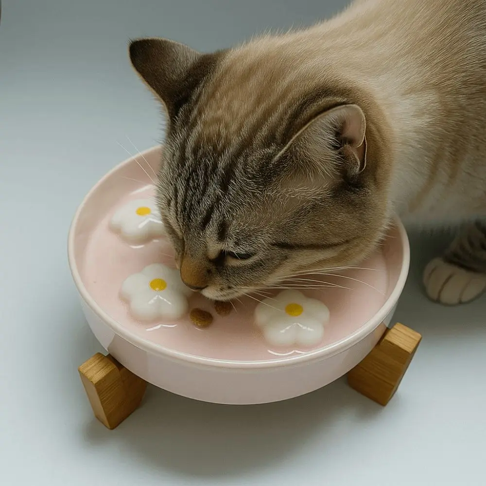 

Raised Design Ceramic Slow Feeder Bowl Shallow Wide Hand Painted Anti Choke Pet Dish Easy Clean Non-slip Slow Feeder