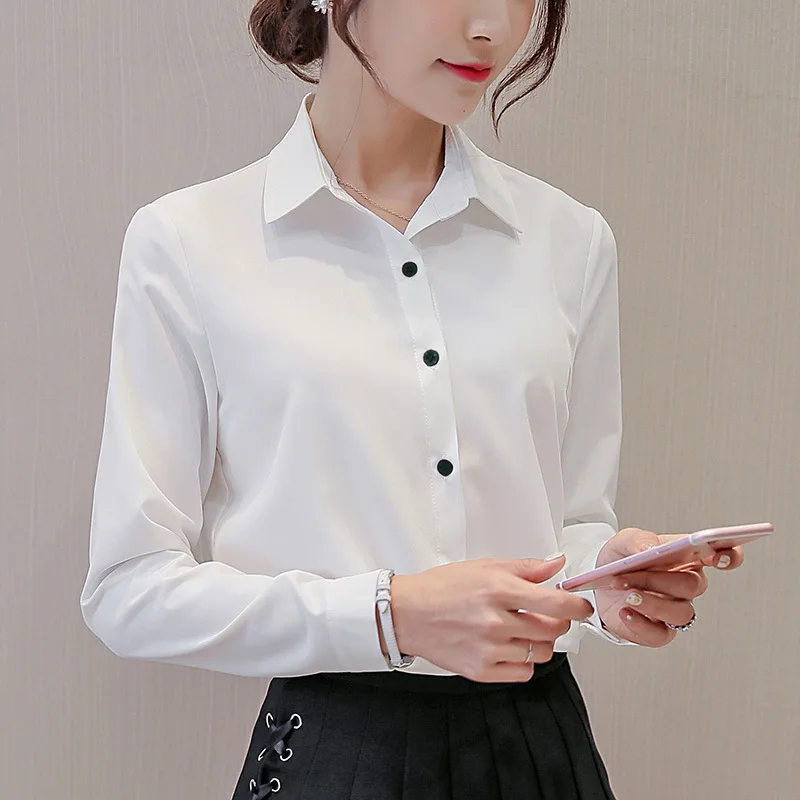 Autumn Lapel Shirt Minimalism Button Up Solid Color Blouse Women Office Business Shirts Fashion Casual Long Sleeve Ladies Tops