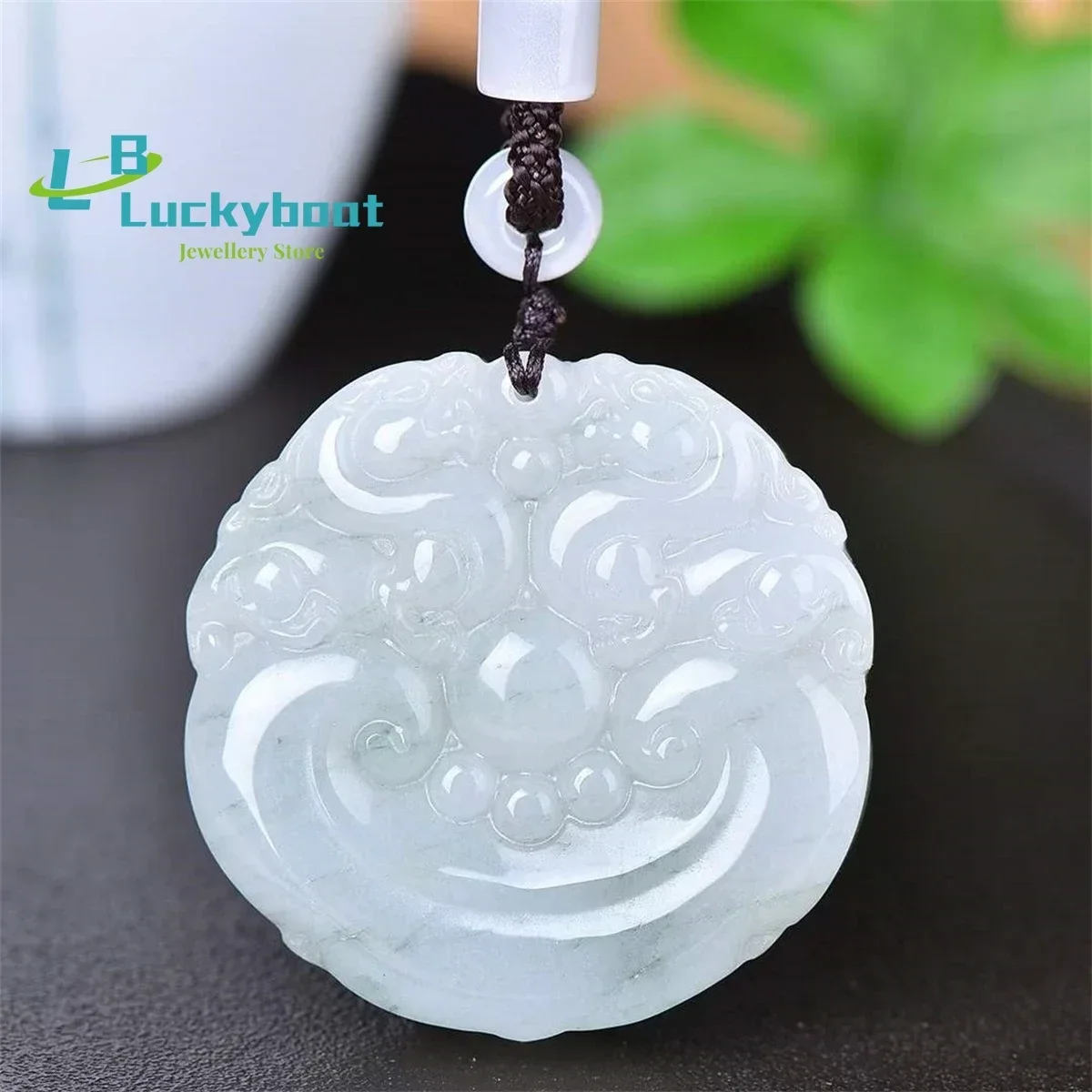 Natural Tianshan Cui Shuanglong Playing Pearl Pendant is Simple Personalized Fashionable Exquisite and Versatile for Men and Wom
