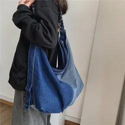 Koreańska dżinsowa damska torba na ramię o dużej pojemności Crossbody dla kobiet Trend Harajuku Retro torebka na ramię torba kurierska na wypoczynek