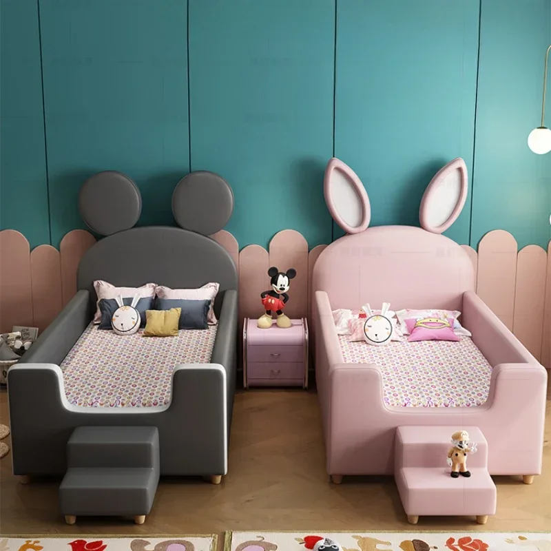 Cute Animal Shape Childrens Bed Mattress Girls House Light Luxury Princess Bed Kids Loft Villa Cama Bedroom Set Furniture