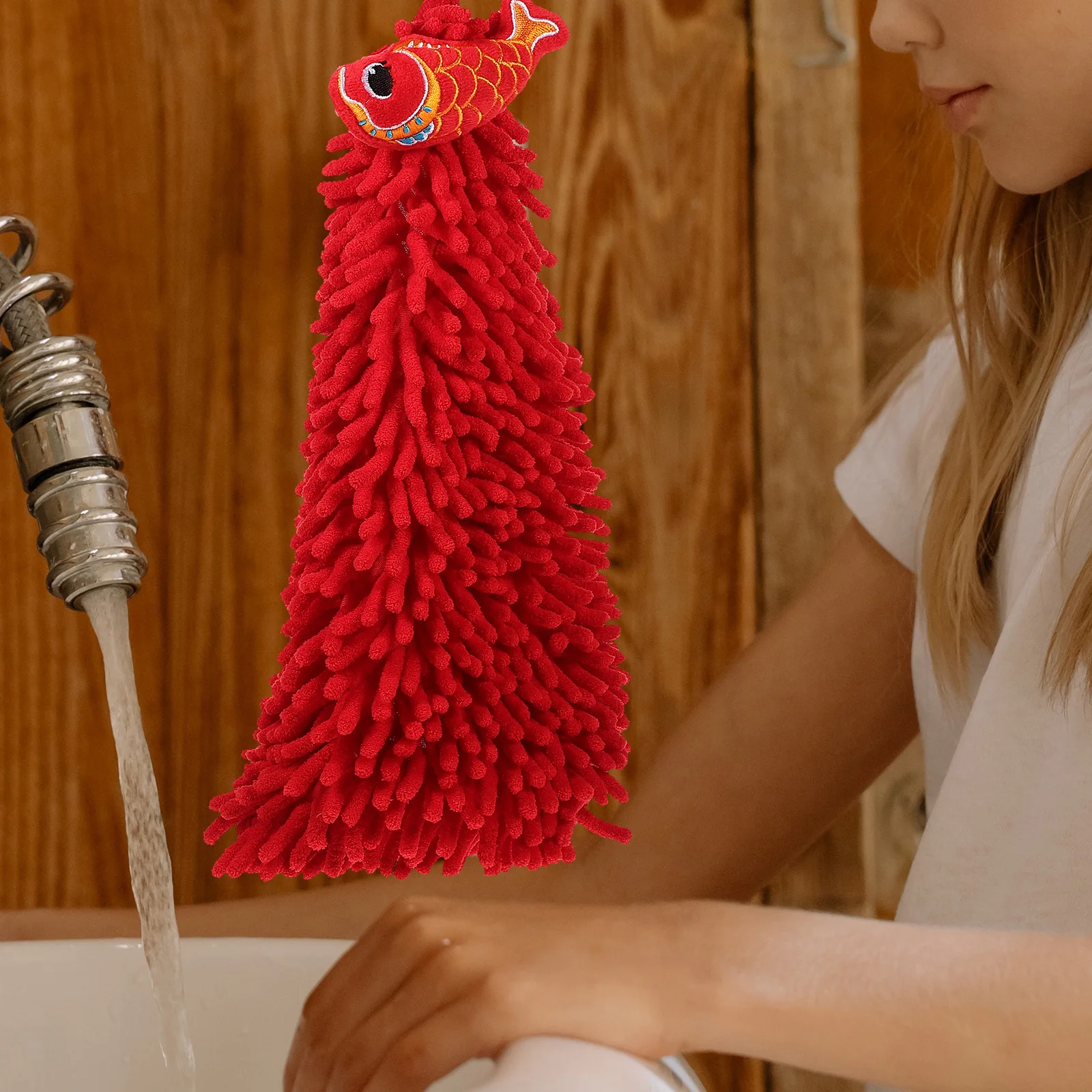 

Chenille Hand Towel Ball Fast Drying Water Absorbent Hanging Kitchen Bathroom Towel For Home Household Use Loop Design