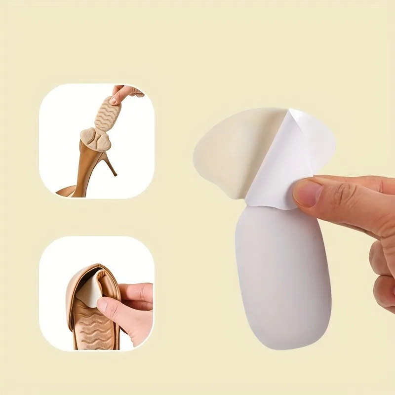2-in-1 Wavy Heel Grip Pads | Anti-Blister T-Shape Half-Size Inserts, Non-Slip Heel Cushions for High Heels & Loose Shoes