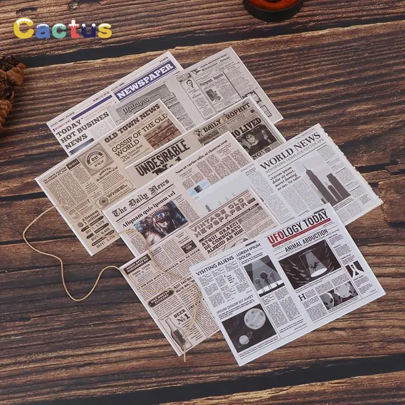 8Pcs/Set Mini Newspapers Magazines DIY Dollhouse Miniature 1/6 Newspaper Magazine Furniture Model Toys Doll House Accessories