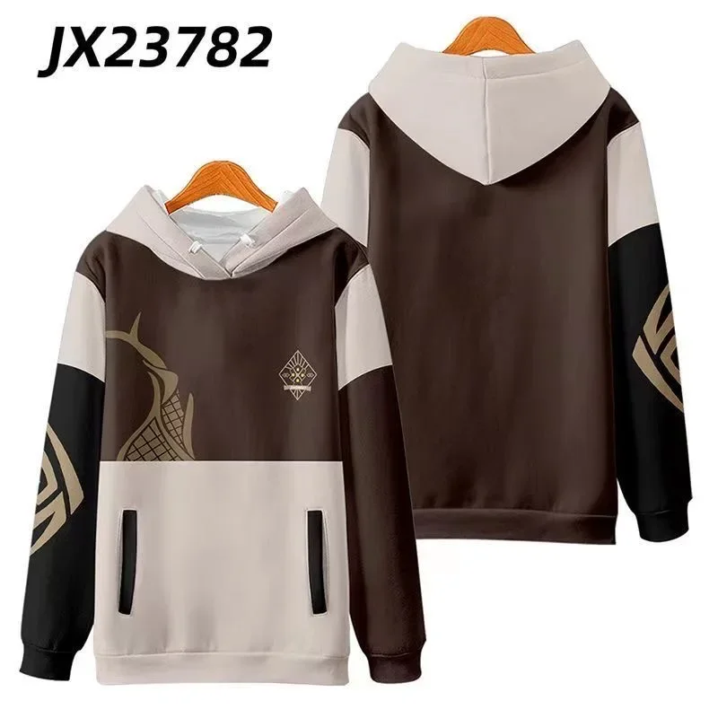 Sudadera con capucha de Anime Genshin Impact Zhongli para hombre y mujer, ropa deportiva informal con cremallera y estampado 3D, Zhong Li