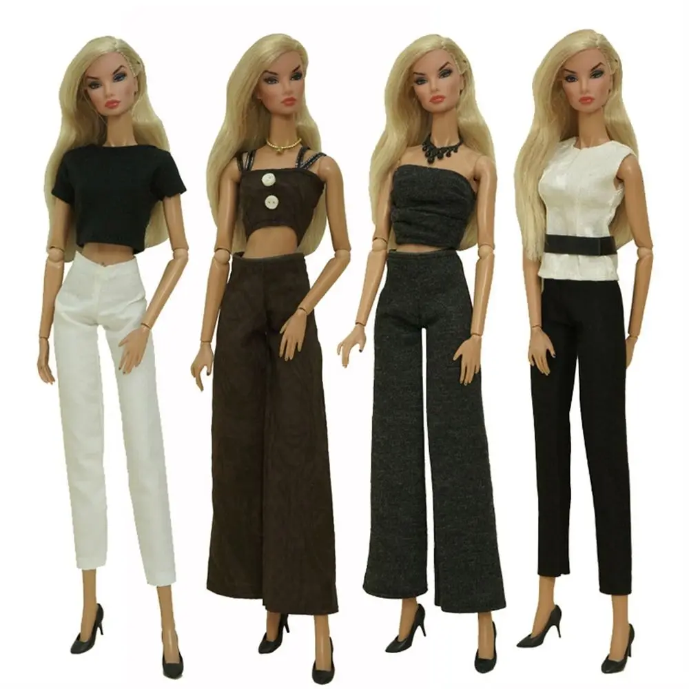 

Dolls Accessories Office Lady Doll Outfits Casual Tops Fashion Doll Clothes Pants Slim Cut Doll Trousers Handmade