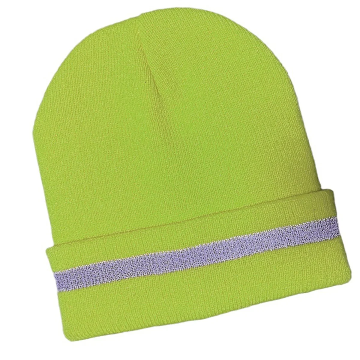 Unisex Reflective Stripe Knitted Hats Beanies Luminous Outdoor Cycling Ski Warm Caps Women Men,Fluorescent Yellow