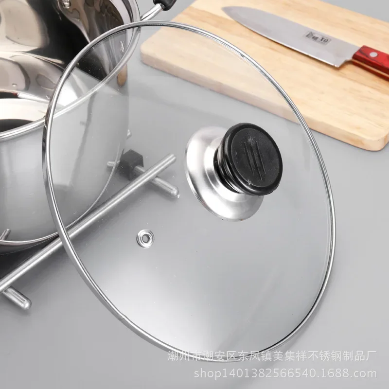 1pcs Stainless Steel Double Bottom Pot Soup Pot Nonmagnetic Cooking Pot Multi-purpose Cookware Non-stick Pan