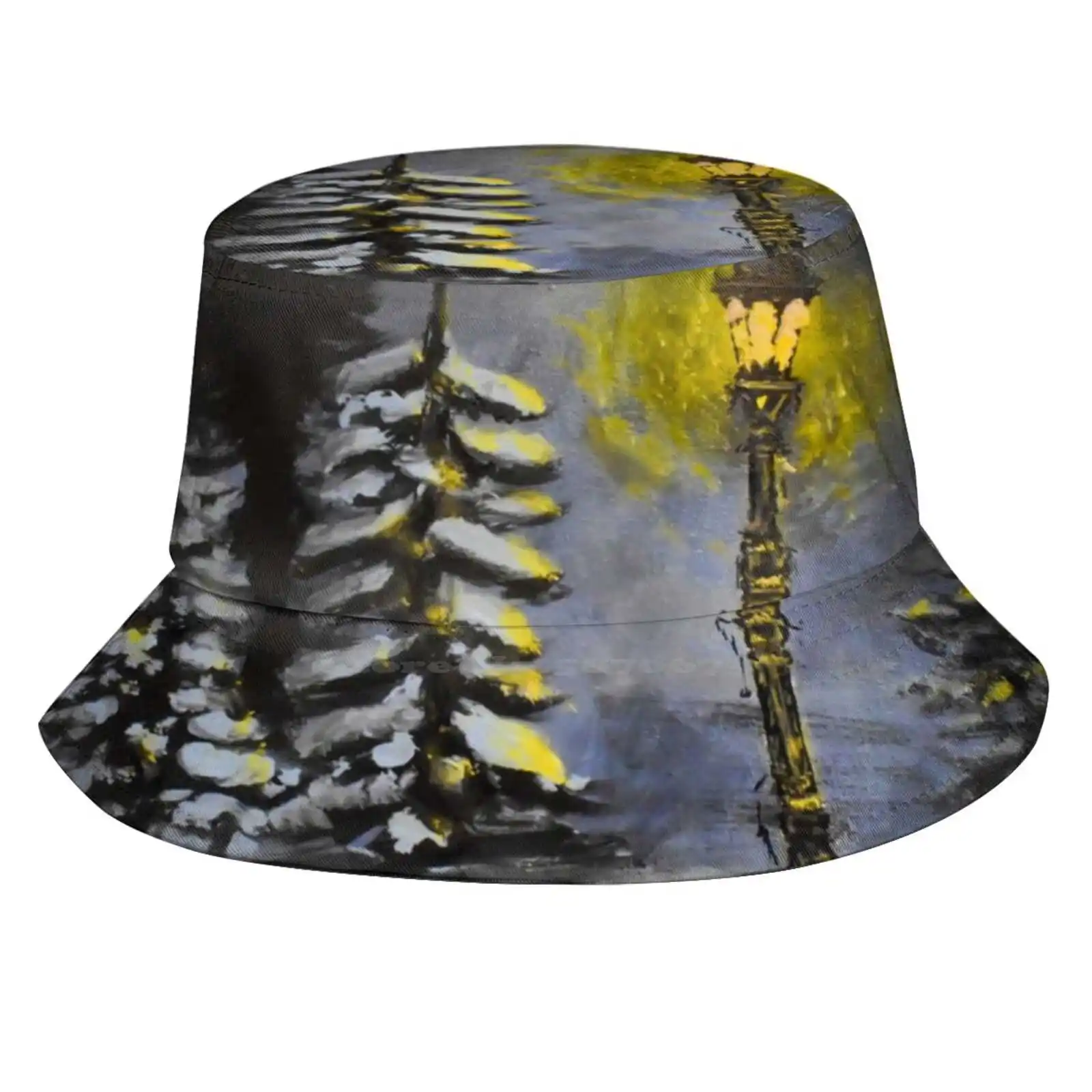 Magic In The Snow Sun Cap Fisherman Hat Bucket Hats The Lion The Witch And The Wardrobe Fantasy Book Art Snow Lamp Post