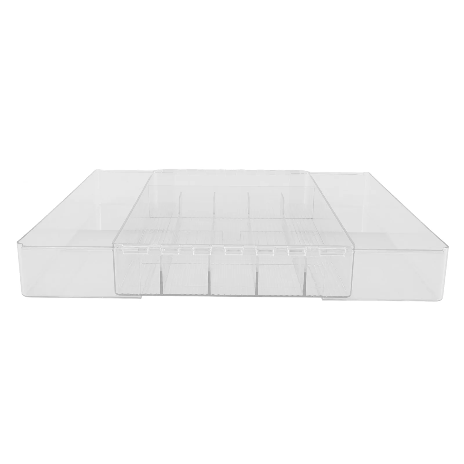 

Раздвижной акриловый органайзер для столовых приборов в кухонный ящик, многосекционный держатель для посуды, коробка для хранения утвари