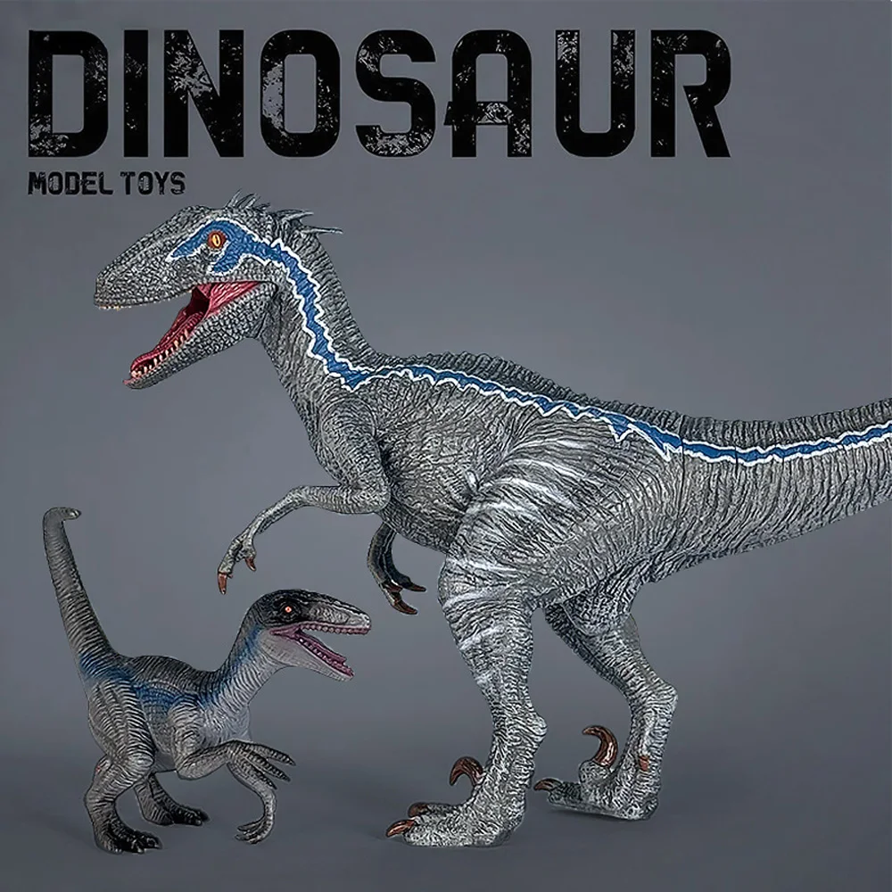

Solid Realistic Jurassic Velociraptor Parent-Child Set Adult & Baby Raptor Dinosaur Figures Collectible Model Toy HG242