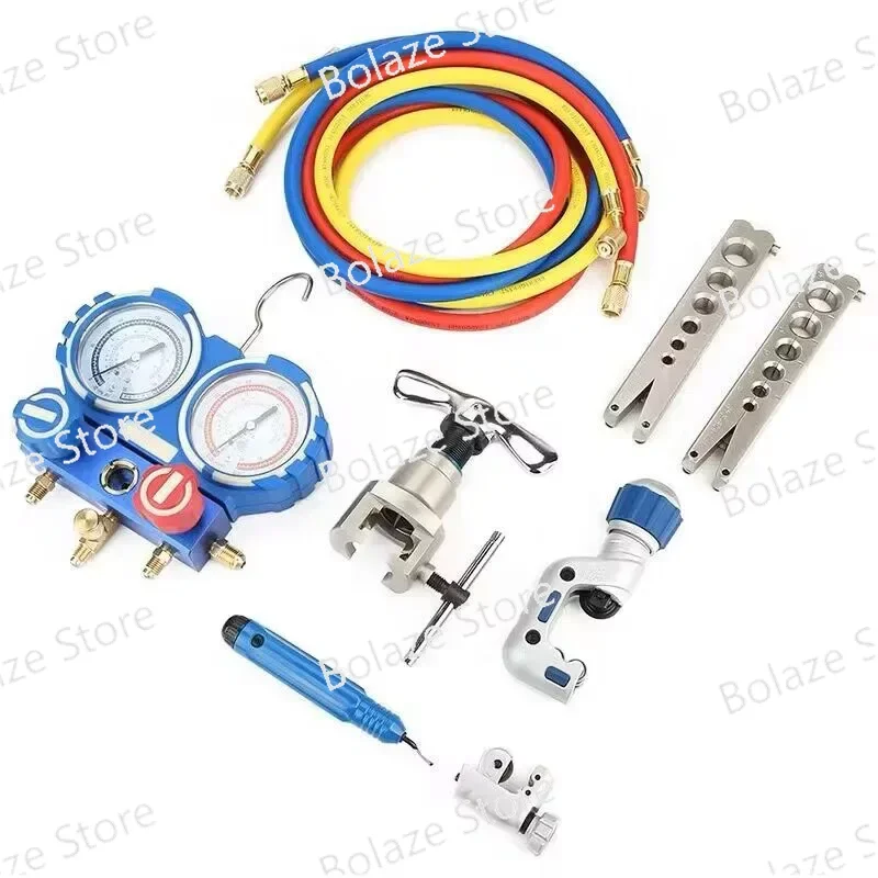 VTB-5B Refrigeration Integrated Flare Tool Kit Refrigeration Tool Kit Expander Kit with R410 Refrigerant Pressure Gauge