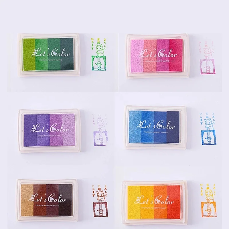 1pcs Gradient Colors Inkpad Clear Stamps DIY Craft Ink Pad Rubber Stamps Inkpad Ink Stamp Pad Colorful Cartoon Craft Inkpad