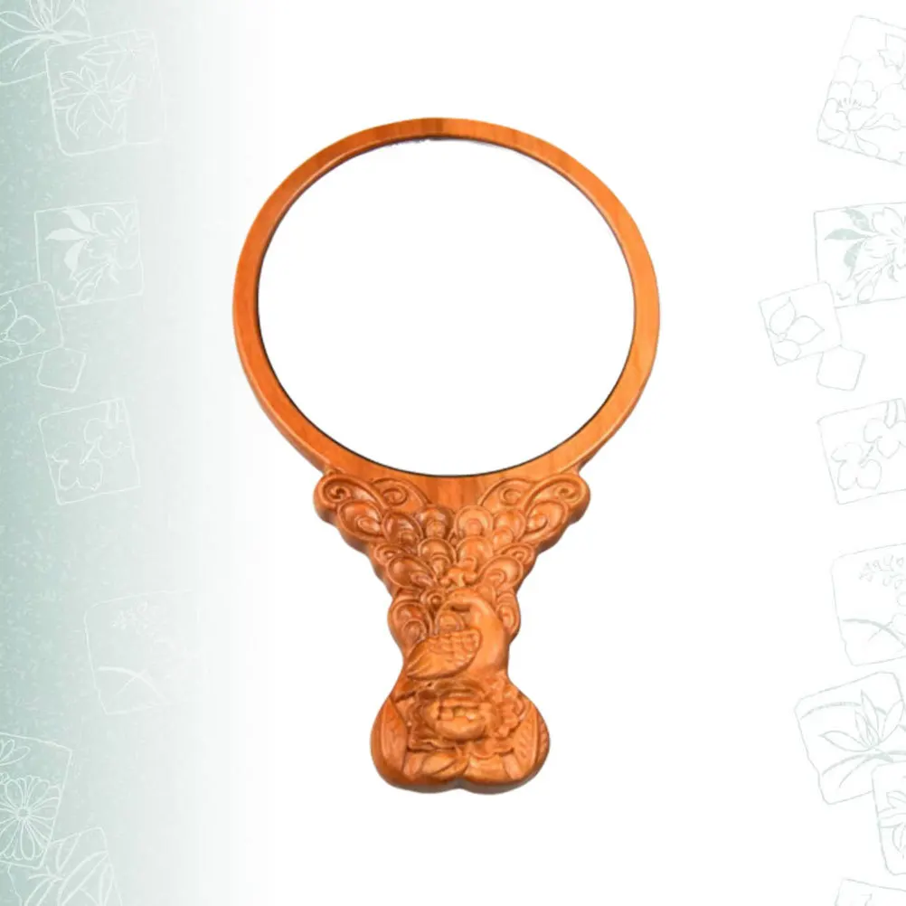 1 Uds. Espejo de maquillaje de madera plegable de 13cm, diseño clásico portátil, espejo de tocador de decoración Natural ecológico