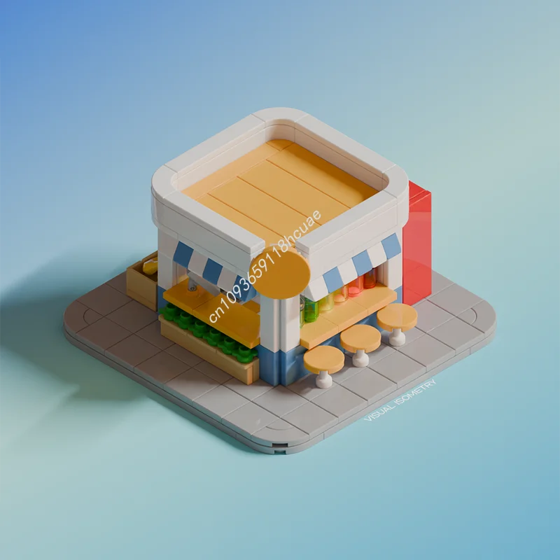 Bloques de construcción en miniatura de barra de jugo MOC, 325 Uds., arquitectura de cumpleaños, idea educativa, juguetes para montar, regalos de navidad